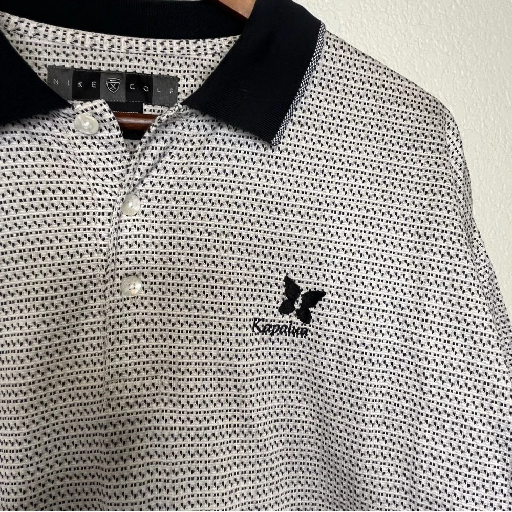 Nike Golf Polo Black & White Kapalua Label Patterned Shirt Men's XL RN 56323